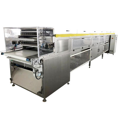 Harga yang bagus Pocky Biscuit Chocolate Coating Machine 1300kg/h Dengan Air Cooling Dekorasi Kacang on line
